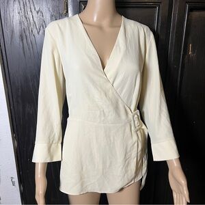Topshop Cream Wrap Blouse with Buckle Detail
